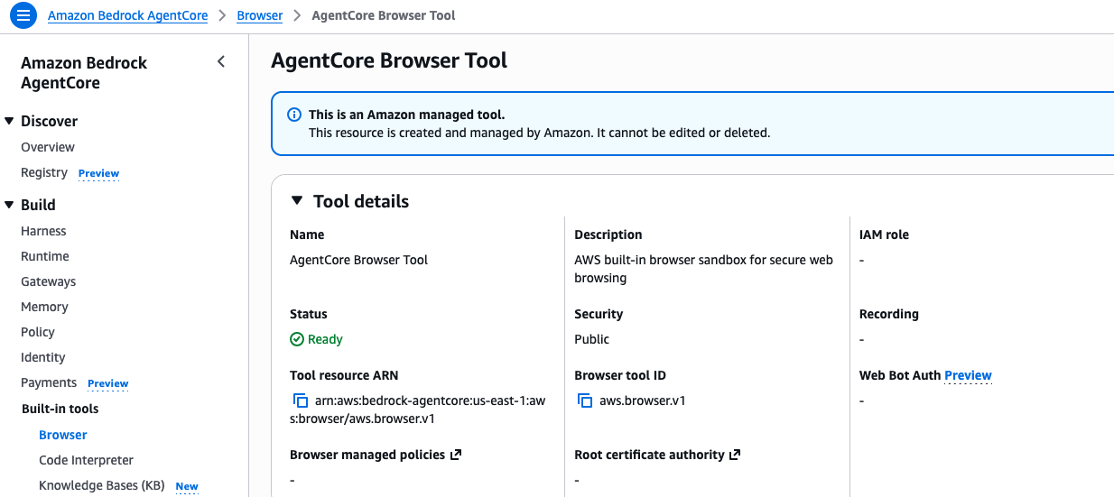 AgentCore Browser Tool
